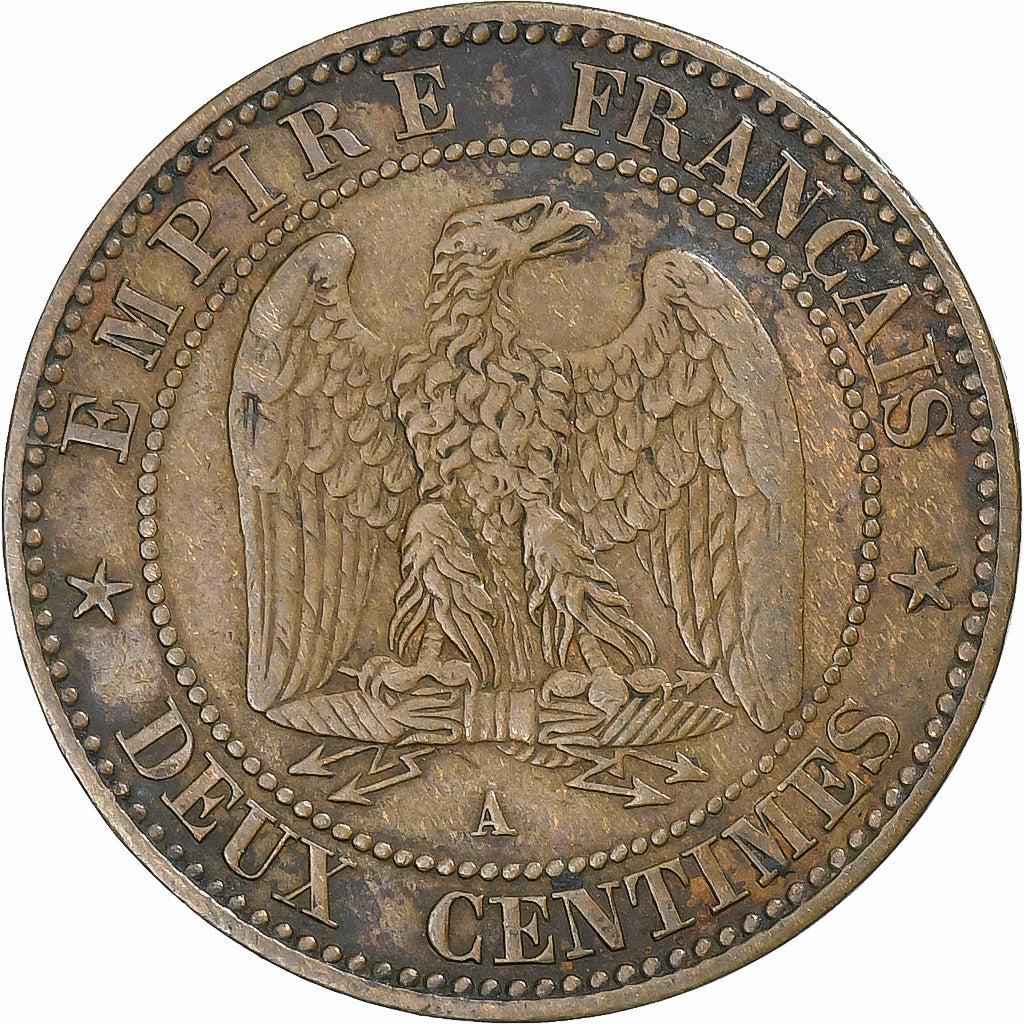 France, Napoleon III, 2 Centimes, 1861, Paris, Bronze, VF(30-35), Gadoury:104