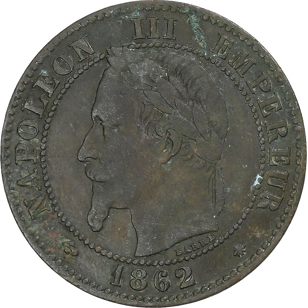 France, Napoleon III, 2 Centimes, 1862, Paris, Bronze, VF(30-35), Gadoury:104