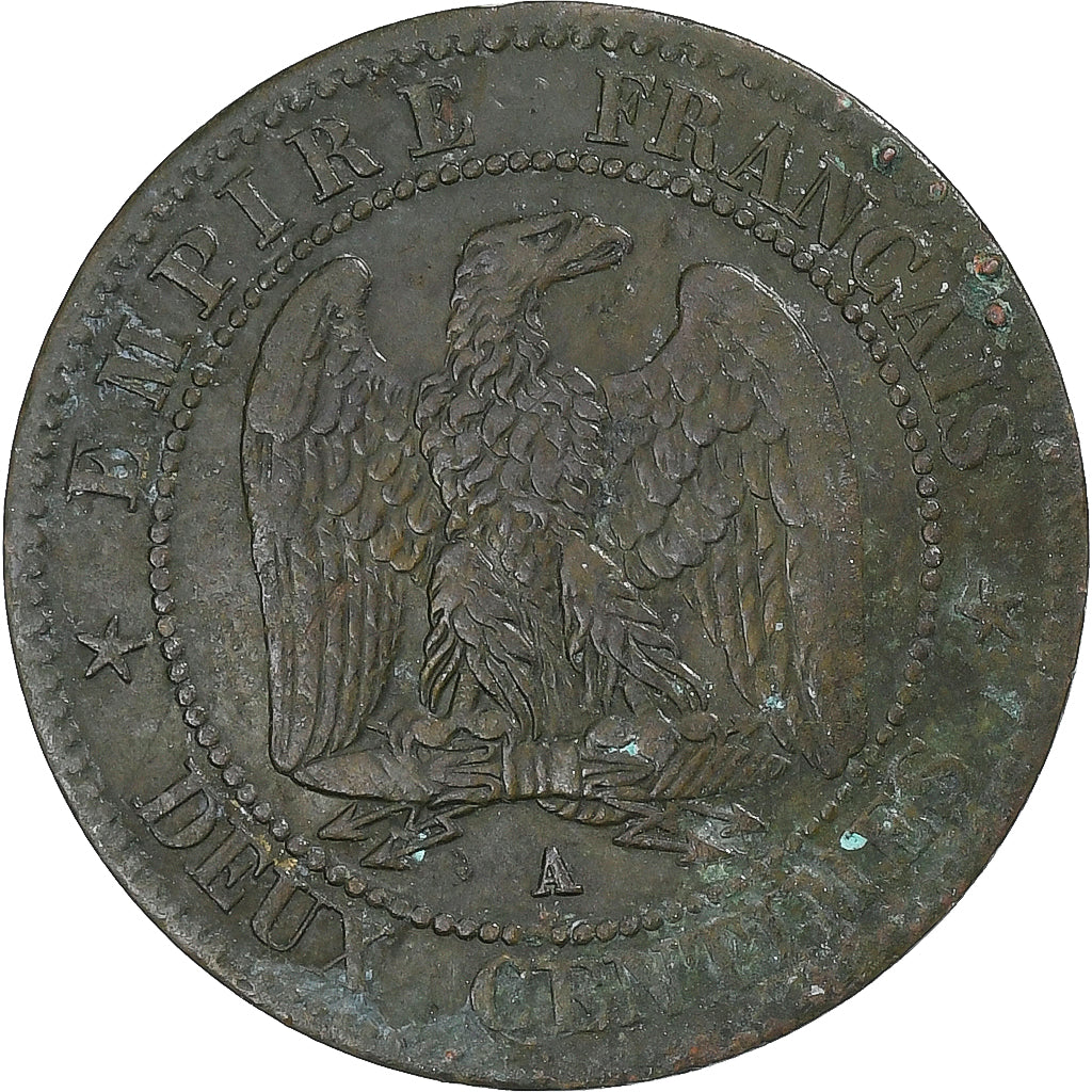 France, Napoleon III, 2 Centimes, 1862, Paris, Bronze, VF(30-35), Gadoury:104