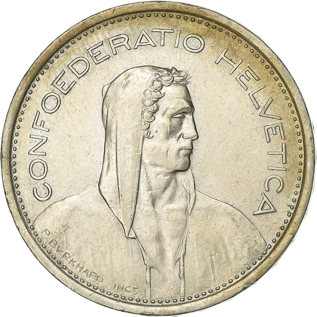 Schweiz, 5 Francs, Helvetia, 1968, Bern, Kupfer-Nickel, SS+, KM:40a.1
