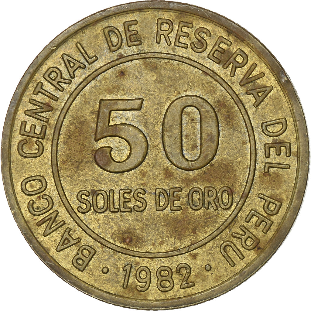 Peru, 50 Soles, 1982, Lima, Aluminum-Bronze, VF(20-25), KM:273