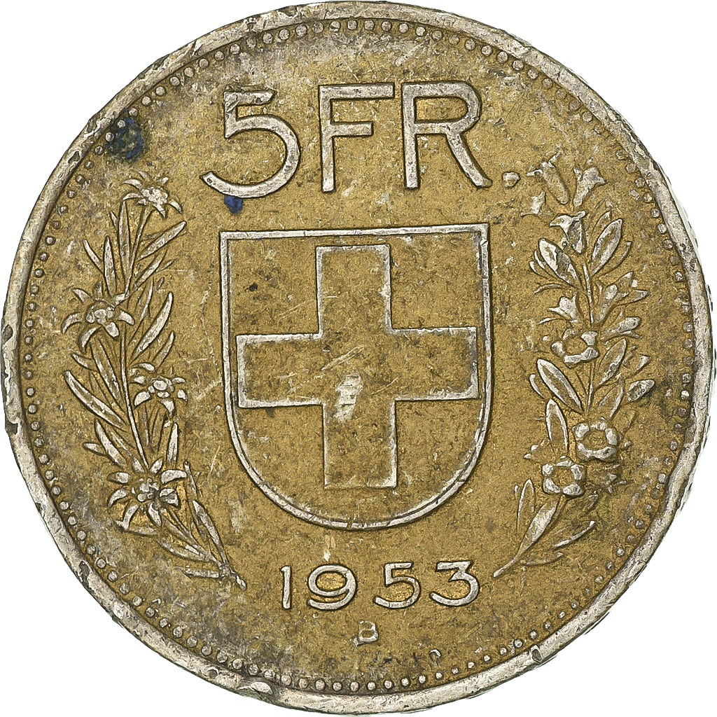Switzerland, 5 Francs, 1953, Bern, Silver, VF(20-25), KM:40