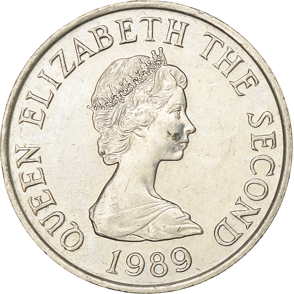 Jersey, Elizabeth II, 10 Pence, 1989, Copper-nickel, AU(55-58), KM:57.1