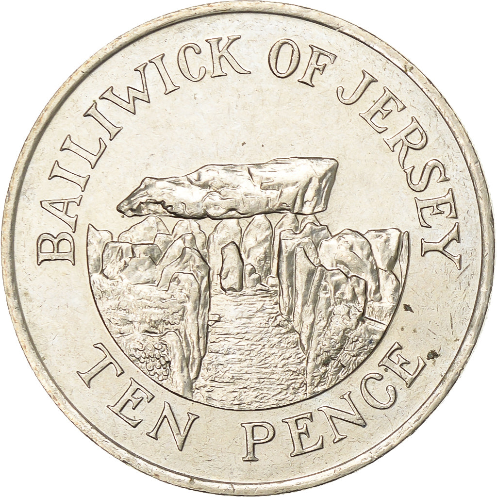 Jersey, Elizabeth II, 10 Pence, 1989, Copper-nickel, AU(55-58), KM:57.1