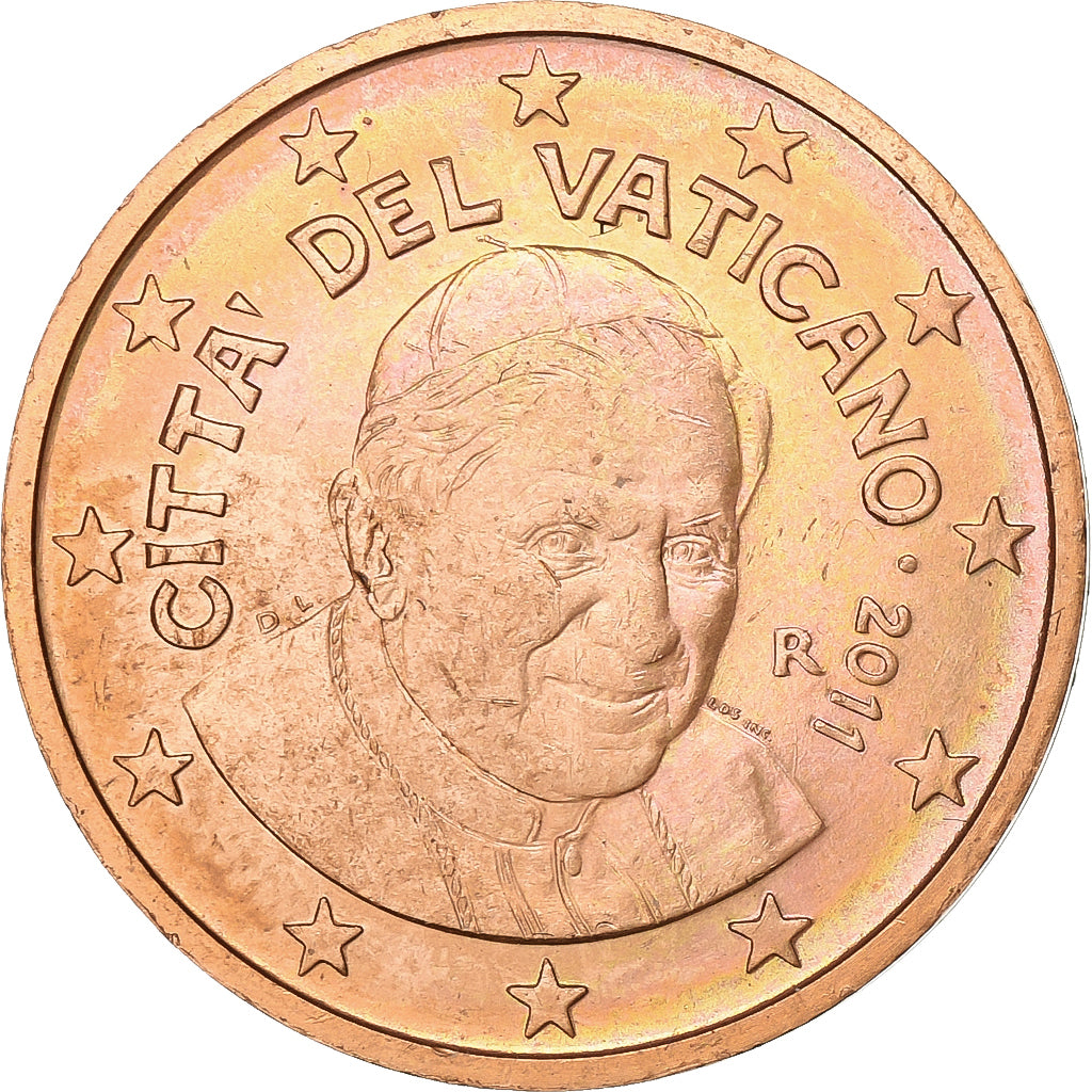 CITTÀ DEL VATICANO, Benedict XVI, 2 Euro Cent, 2011, Rome, Acciaio placcato