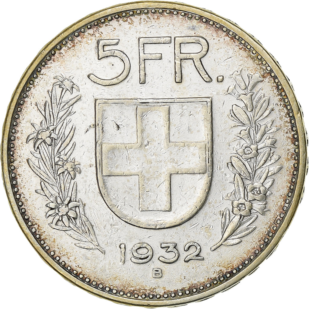 Szwajcaria, 5 Francs, Herdsman, 1932, Bern, Srebro, VF(30-35), KM:40