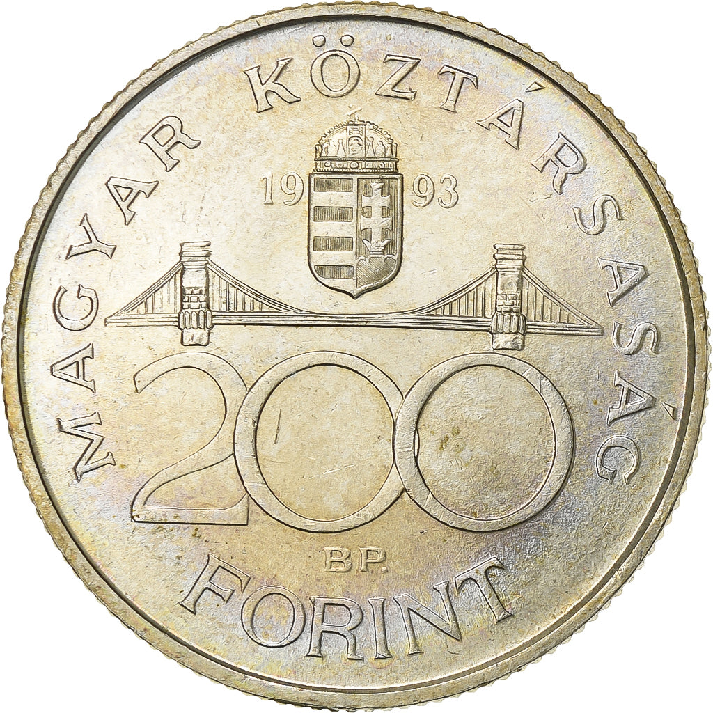 Hungary, 200 Forint, 1993, Silver, MS(63), KM:689