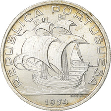 Portugal, 10 Escudos, 1954, Prata, MS(63), KM:586