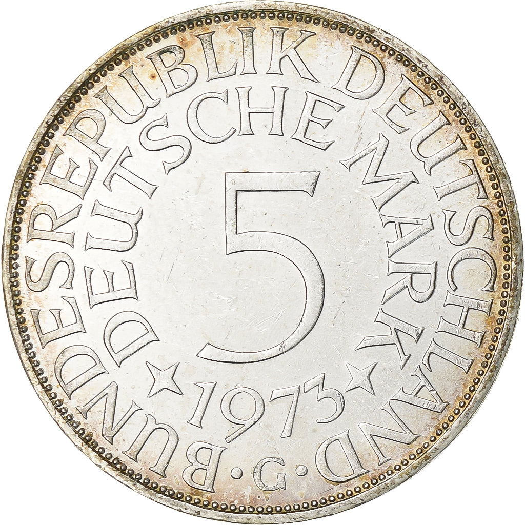 Federal Republic of Germany, 5 Mark, 1973, Karlsruhe, Silver, AU(55-58)