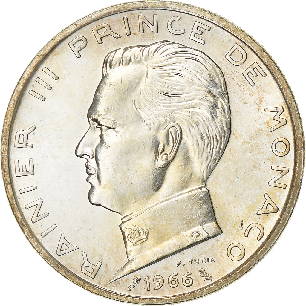 Monaco, Rainier III, 5 Francs, 1966, Silver, MS(60-62), Gadoury:152, KM:141