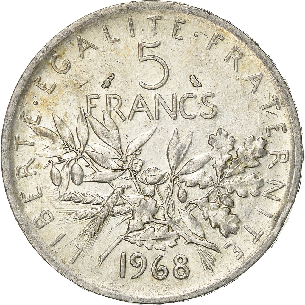 Francia, 5 Francs, Semeuse, 1968, Paris, Argento, BB+, Gadoury:770, Le