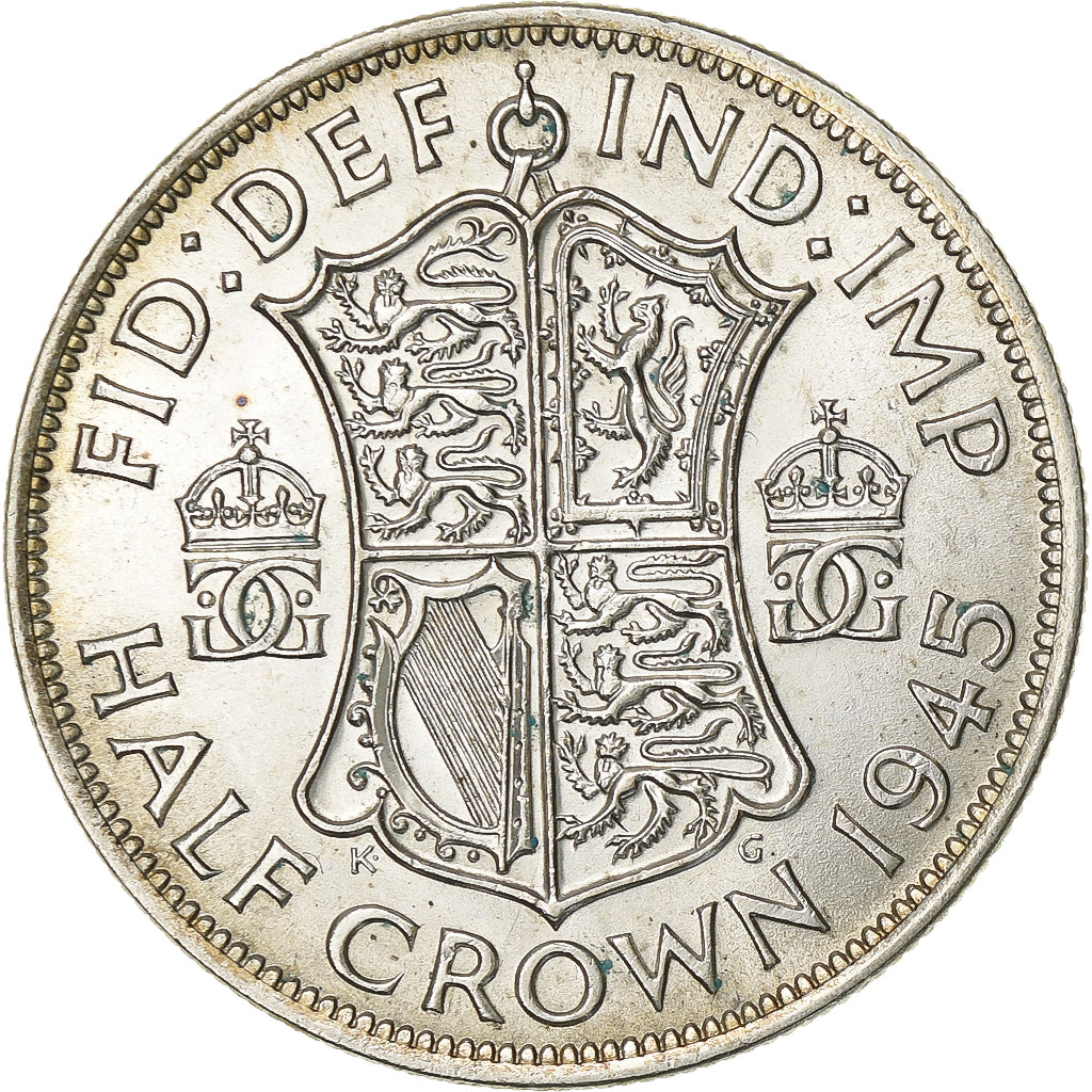 Groot Bretagne, George VI, 1/2 Crown, 1945, Zilver, PR+, KM:856