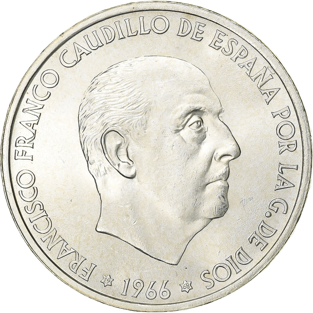 Spain, Caudillo and regent, 100 Pesetas, 1966 (68), Madrid, Silver, MS(63)