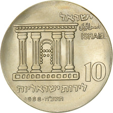 Israel, 10 Lirot, 1968, Berne, 20th Anniversary of Independence, Silver, MS(63)