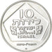 Coin, Israel, 10 Lirot, 1975, Jerusalem, MS(63), Silver, KM:84.1