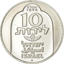 Israel, 10 Lirot, 1974, Jerusalem, Proof, Silver, MS(63), KM:78.2