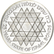 Israel, 25 Lirot, 1975, Jerusalem, BU, Silver, MS(63), KM:81