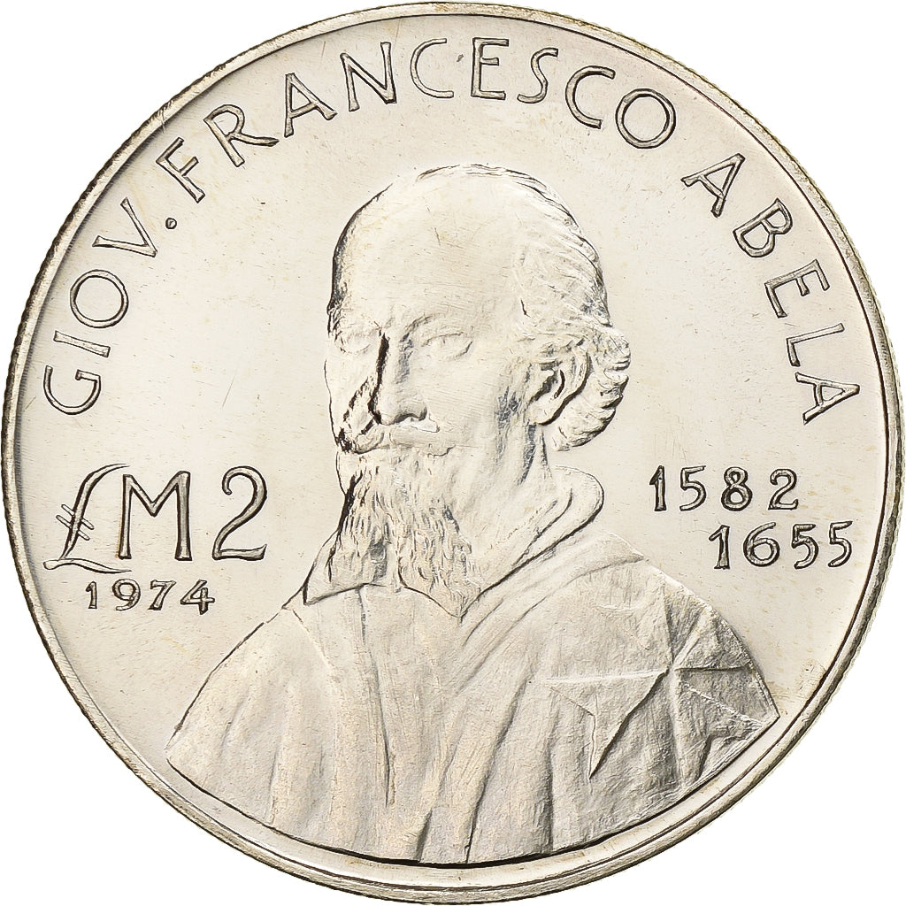 Malte, 2 Pounds, 1974, Argent, SPL, KM:24