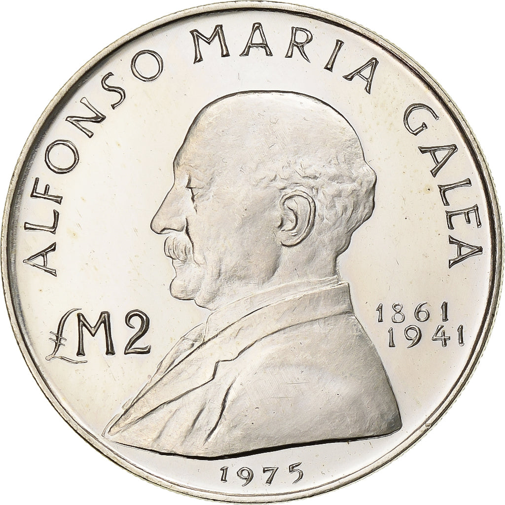 Malta, 2 Pounds, 1975, Silver, MS(60-62), KM:31