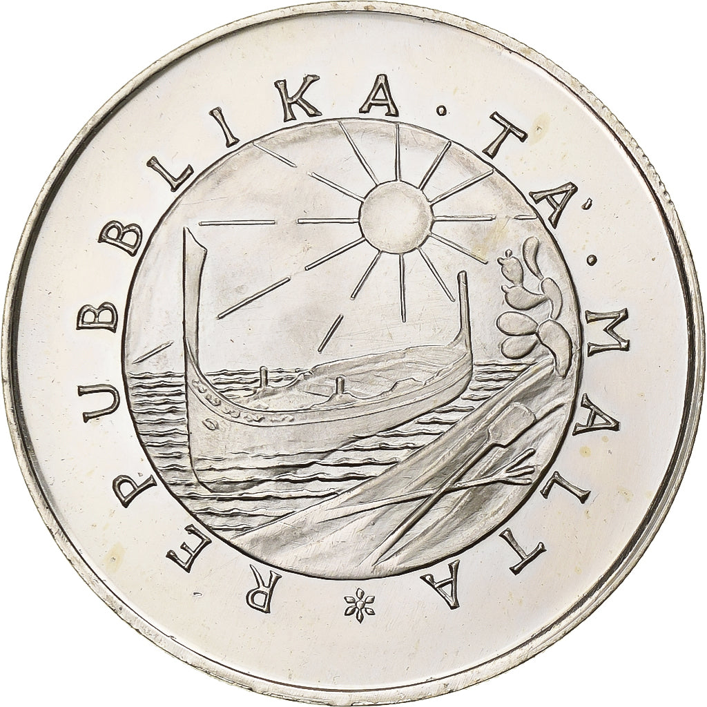 Malta, 2 Pounds, 1975, Argento, SPL, KM:31