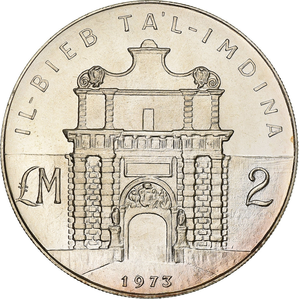 Malta, 2 Pounds, 1973, Prata, MS(63), KM:20