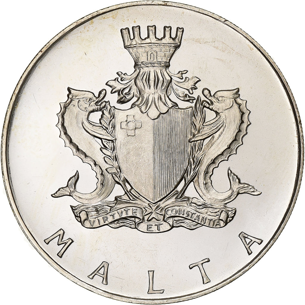 Malta, 4 Pounds, 1974, Prata, MS(63), KM:25