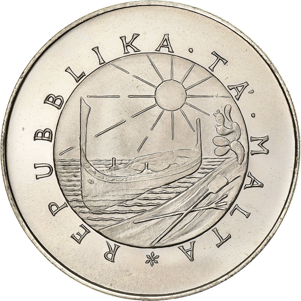Malta, 4 Pounds, 1975, Prata, MS(63), KM:33