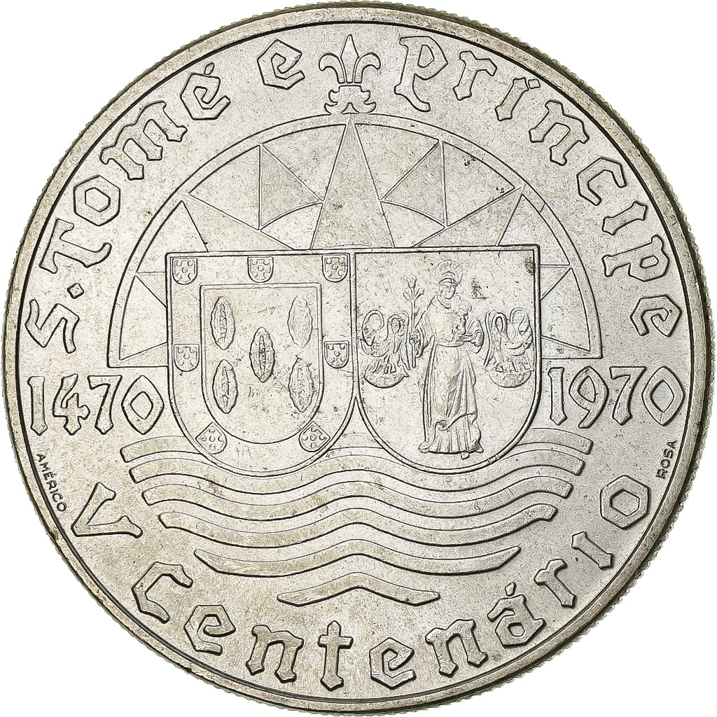 São Tomé and Príncipe, 50 Escudos, 1970, Silver, MS(60-62), KM:21