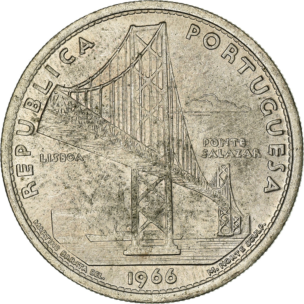 Portugal, 20 Escudos, 1966, Lisbon, Silver, AU(55-58), KM:592
