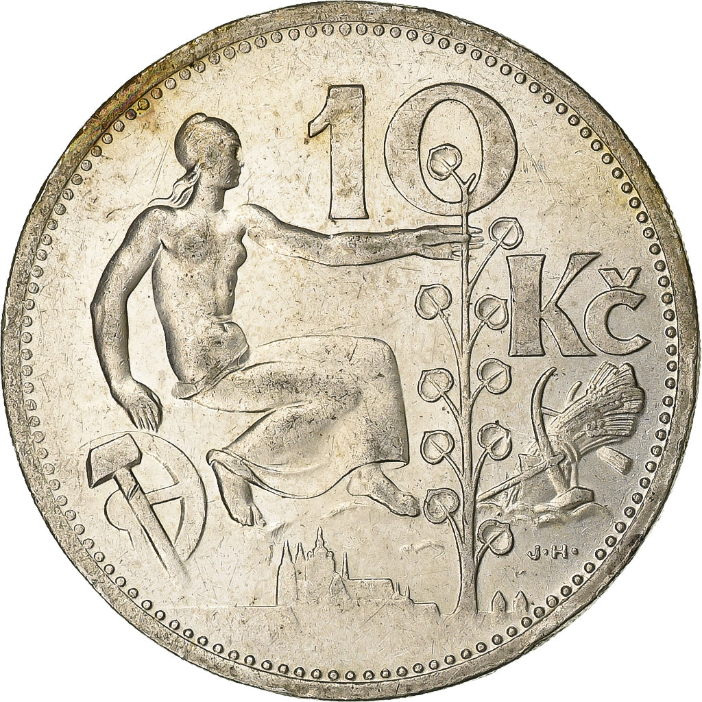 Tchécoslovaquie, 10 Korun, 1932, Argent, SUP, KM:15