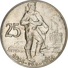 Checoslováquia, 25 Korun, 1954, Prata, AU(50-53), KM:41