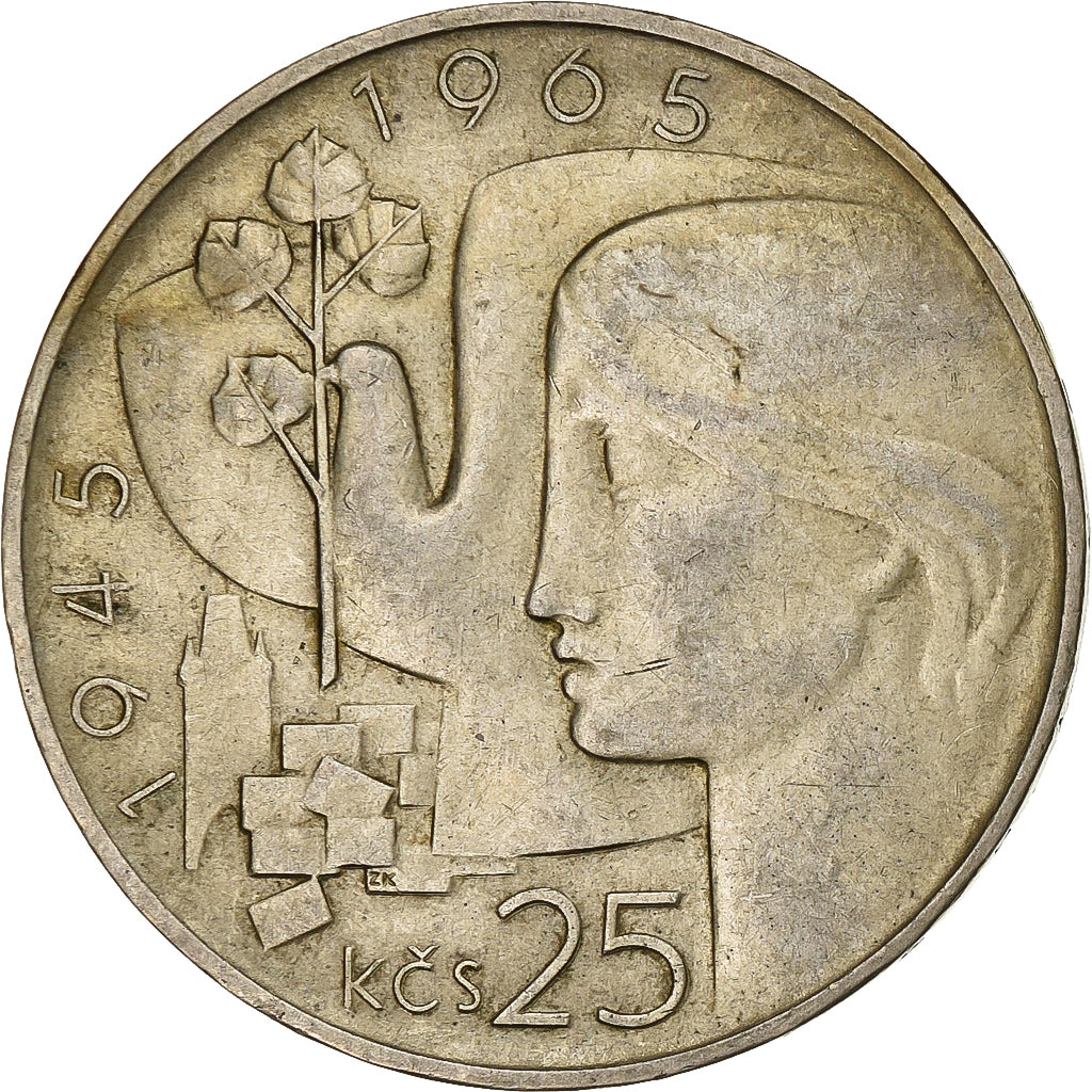 Tchécoslovaquie, 25 Korun, 1965, Argent, TTB+, KM:59