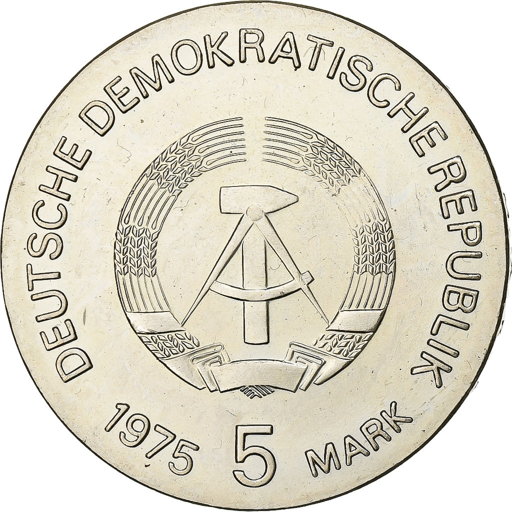 Coin, GERMAN-DEMOCRATIC REPUBLIC, 5 Mark, 1975, AU(55-58), Copper-nickel, KM:55