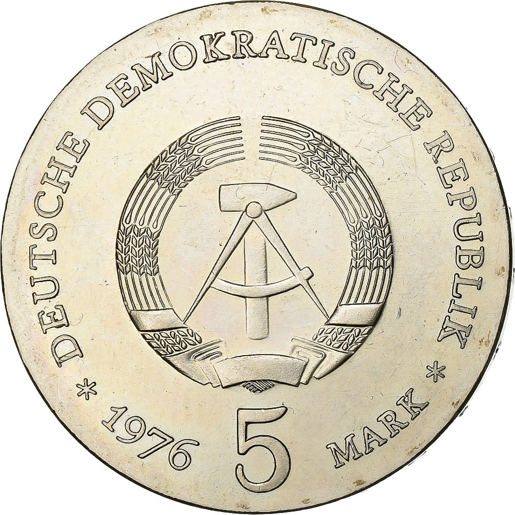 Democratic Republic of Germany, 5 Mark, 1976, Kupfer-Nickel, SS+, KM:60