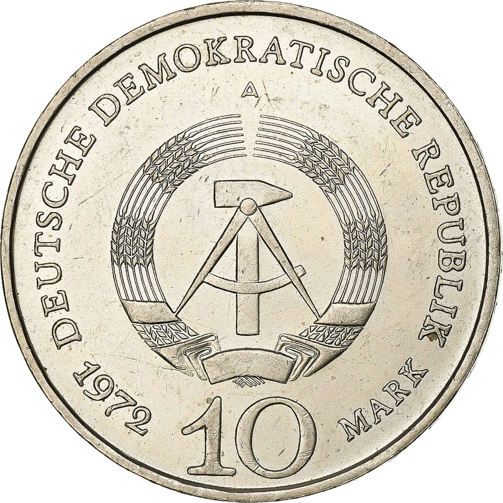 NIEMCY - NRD, 10 Mark, 1972, Berlin, Miedź-Nikiel, AU(50-53), KM:38