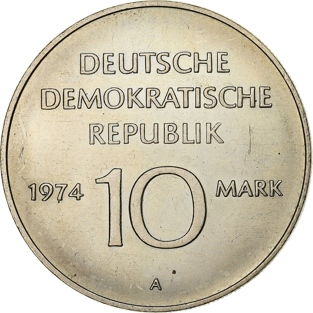 REPUBBLICA DEMOCRATICA TEDESCA, 10 Mark, 1974, Berlin, Rame-nichel, SPL-, KM:50