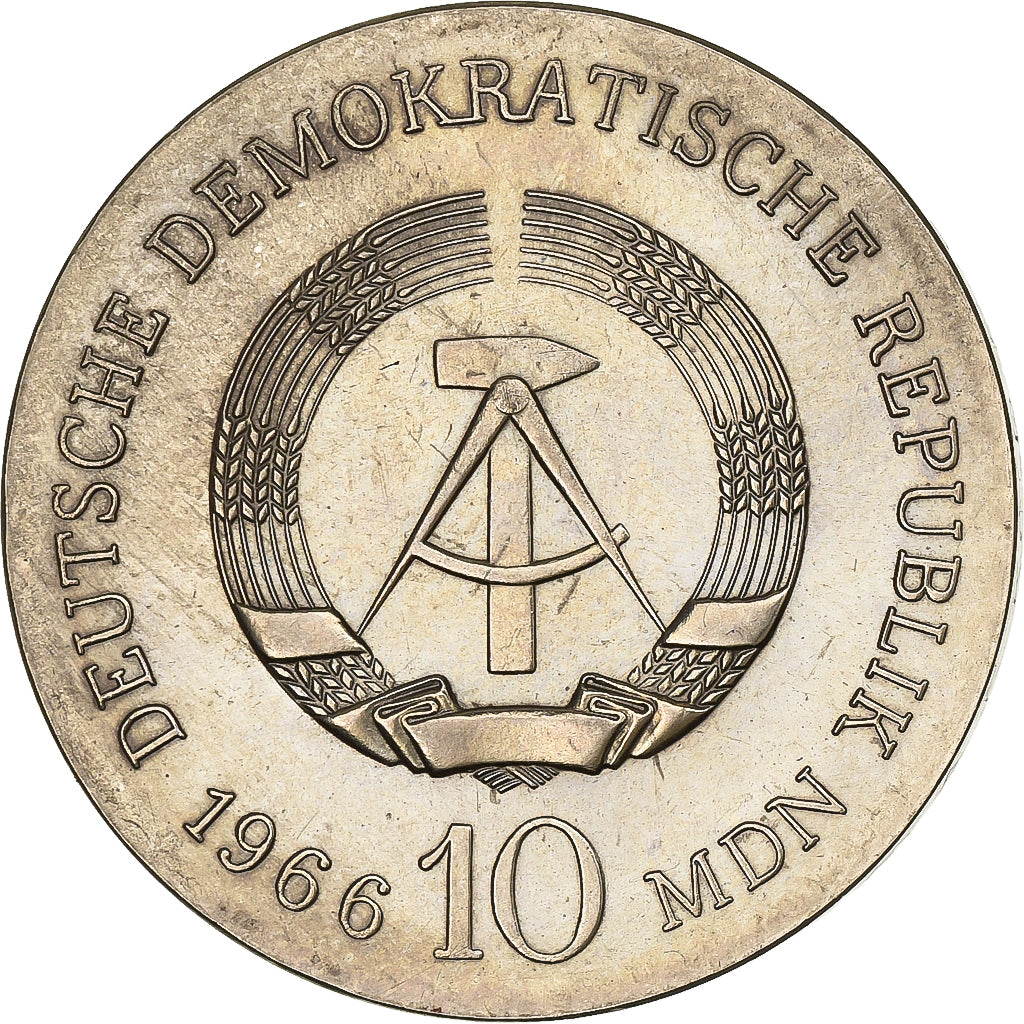Democratic Republic of Germany, 10 Mark, 1966, Silber, VZ, KM:15.1