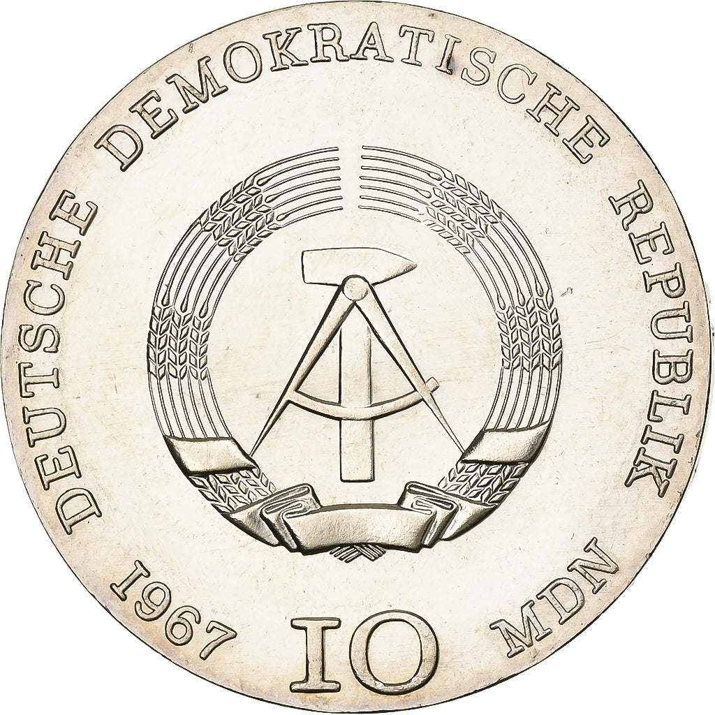 DUITSE DEMOCRATISCHE REPUBLIEK, 10 Mark, 1967, Zilver, PR, KM:17.1
