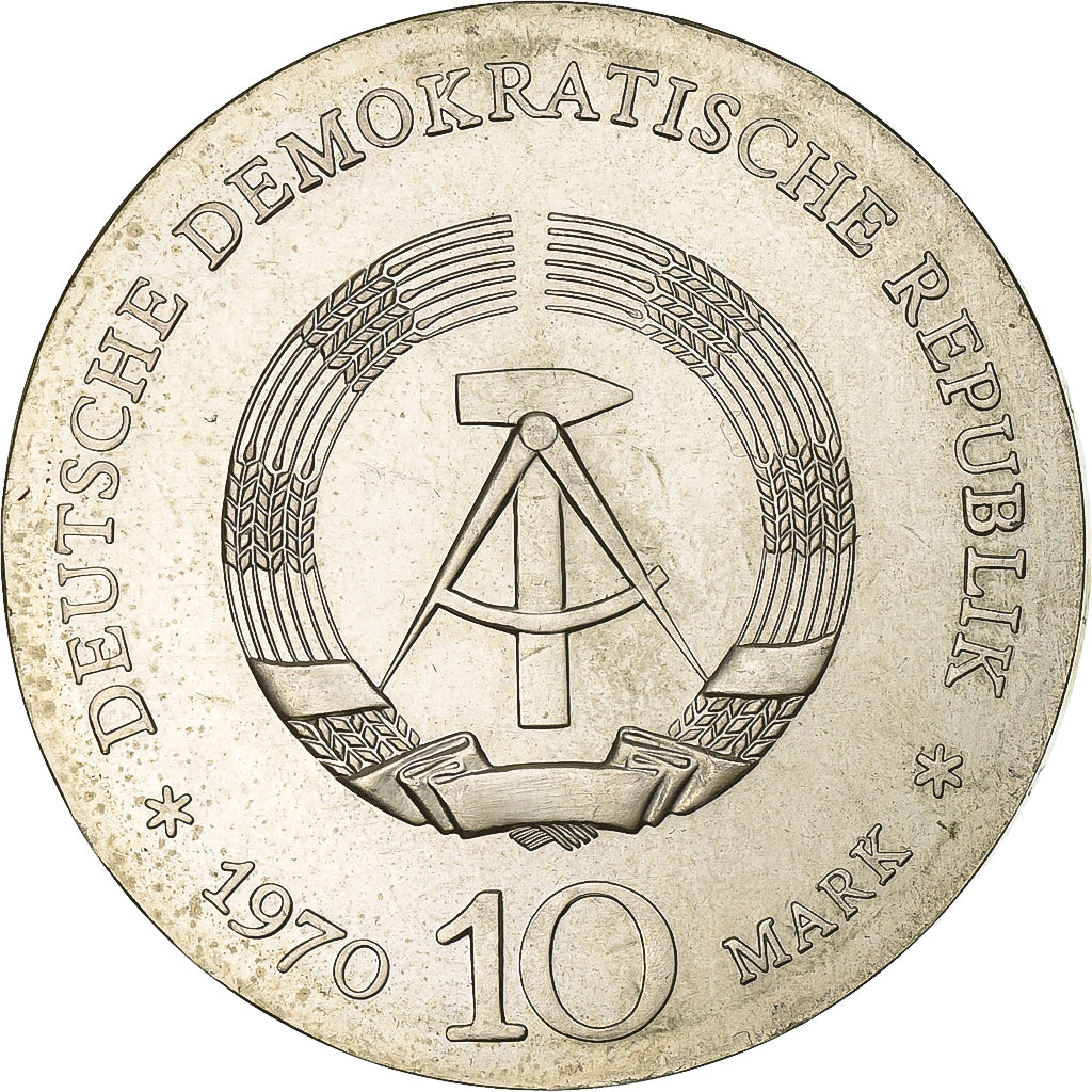 Democratic Republic of Germany, 10 Mark, 1970, Silber, SS+, KM:27.1