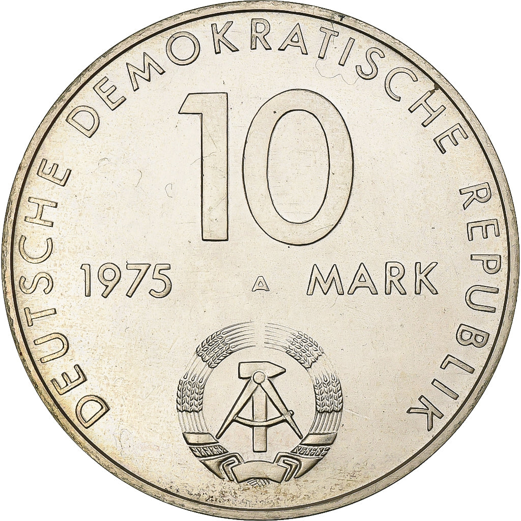 REPUBBLICA DEMOCRATICA TEDESCA, 10 Mark, 1975, Berlin, Argento, SPL-, KM:57