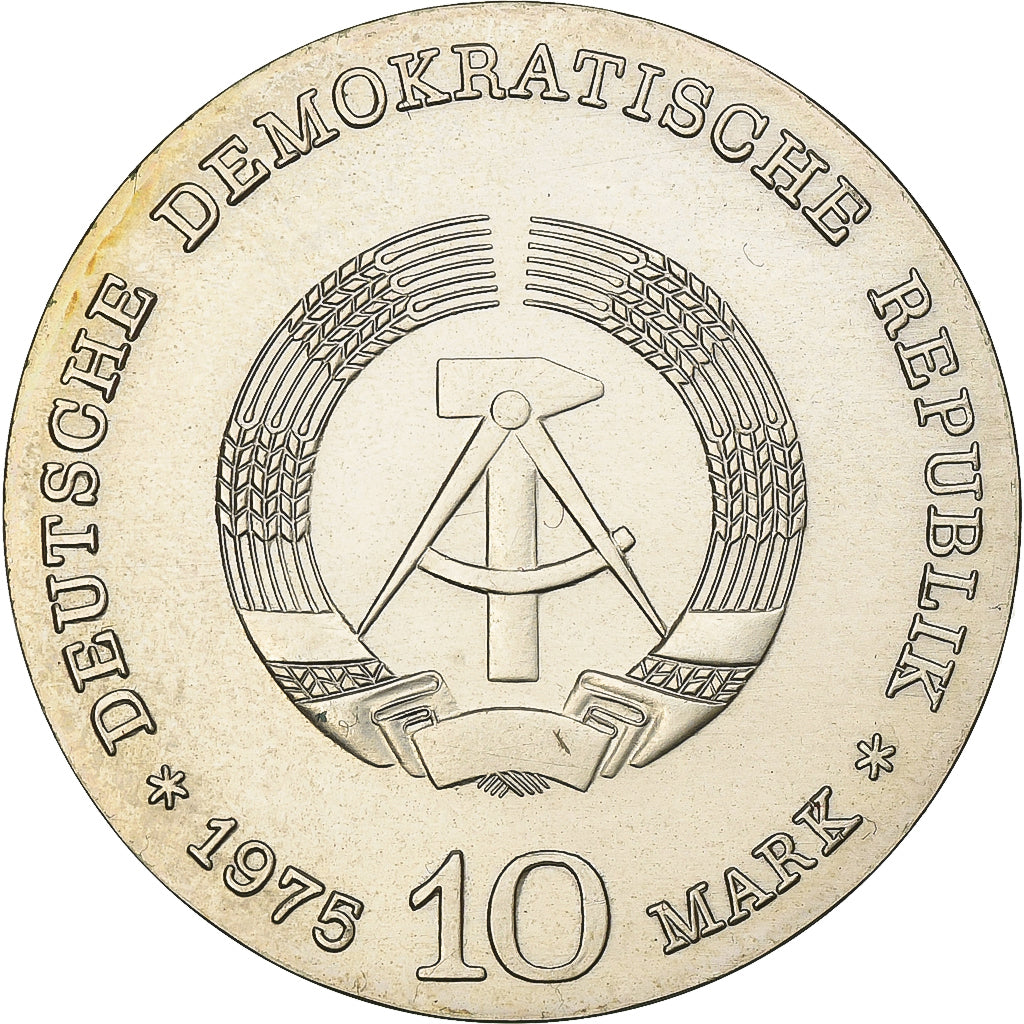 REPUBBLICA DEMOCRATICA TEDESCA, 10 Mark, 1975, Argento, SPL-, KM:56