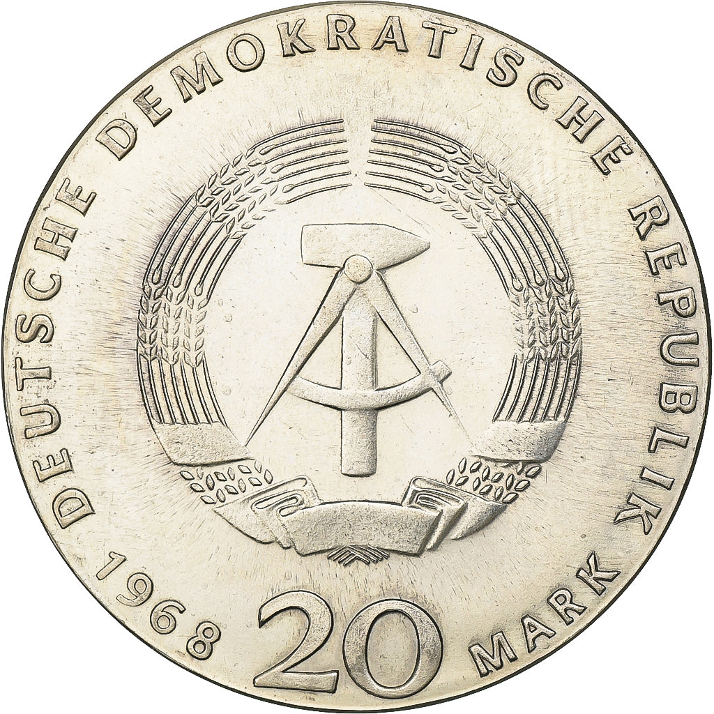REPUBBLICA DEMOCRATICA TEDESCA, 20 Mark, 1968, Argento, SPL, KM:21