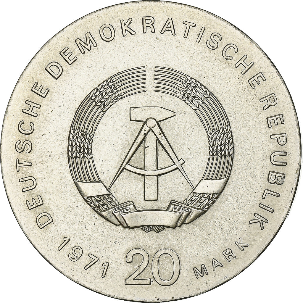 DUITSE DEMOCRATISCHE REPUBLIEK, 20 Mark, 1971, Zilver, PR+, KM:32