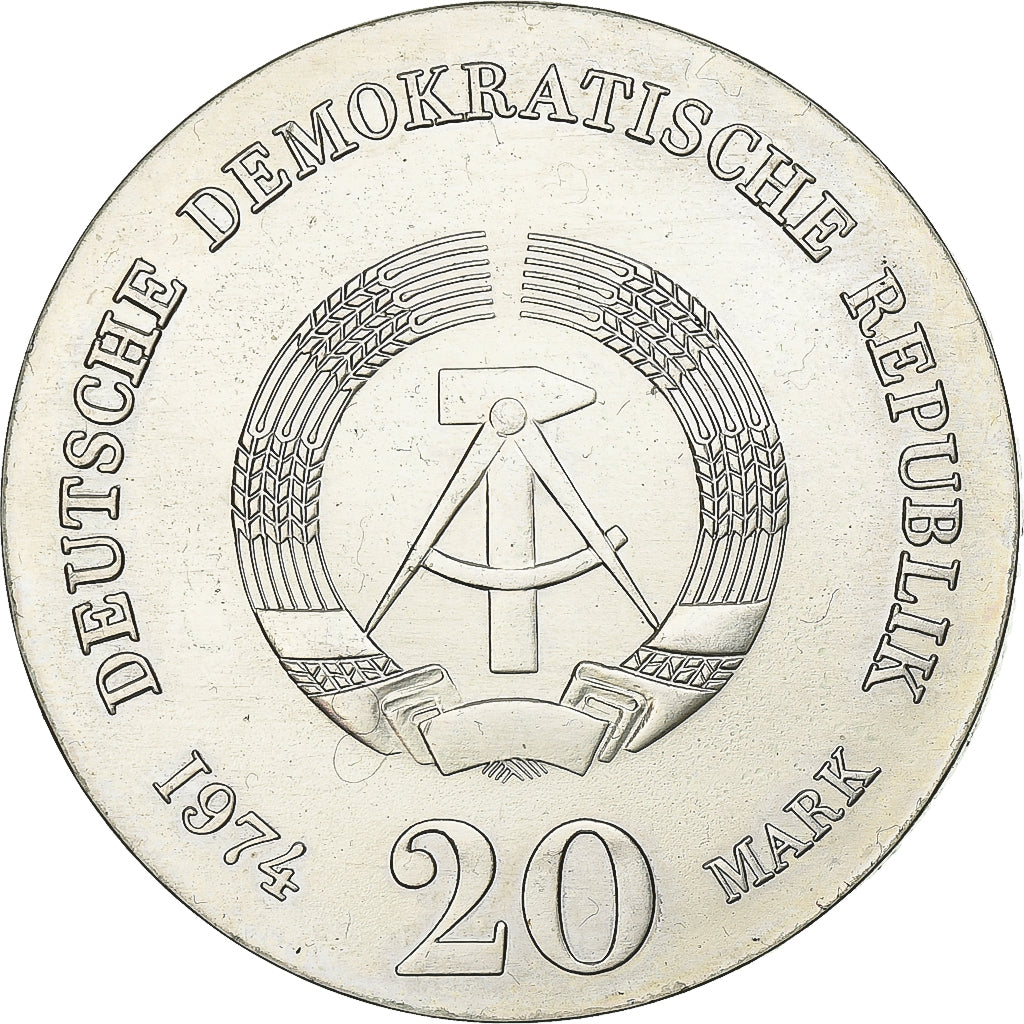 REPUBBLICA DEMOCRATICA TEDESCA, 20 Mark, 1974, Argento, SPL, KM:53