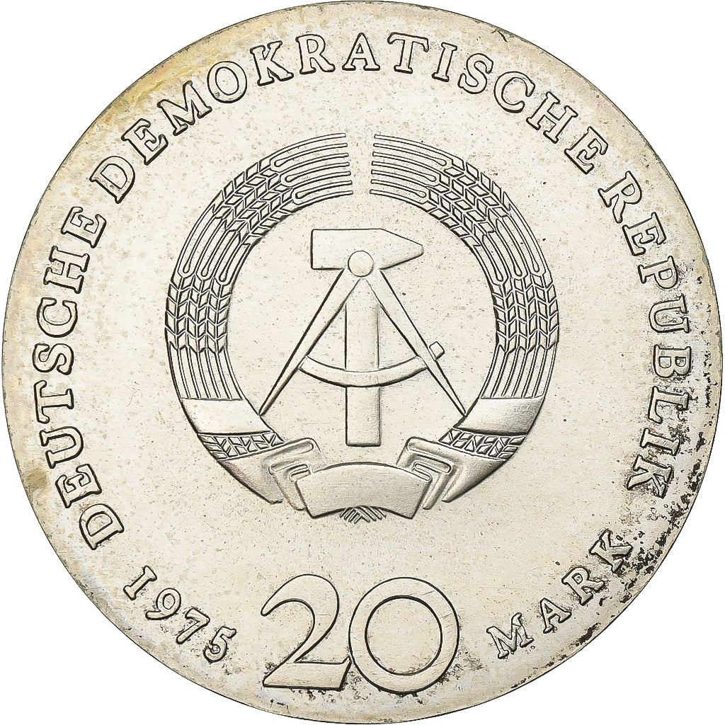 Democratic Republic of Germany, 20 Mark, 1975, Silver, AU(55-58), KM:59