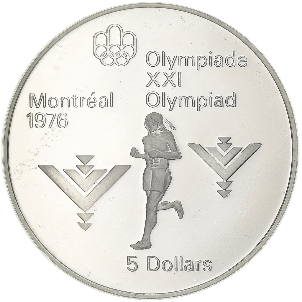 Coin, Canada, Elizabeth II, Marathon, 5 Dollars, 1975, MS(65-70), Silver, KM:98
