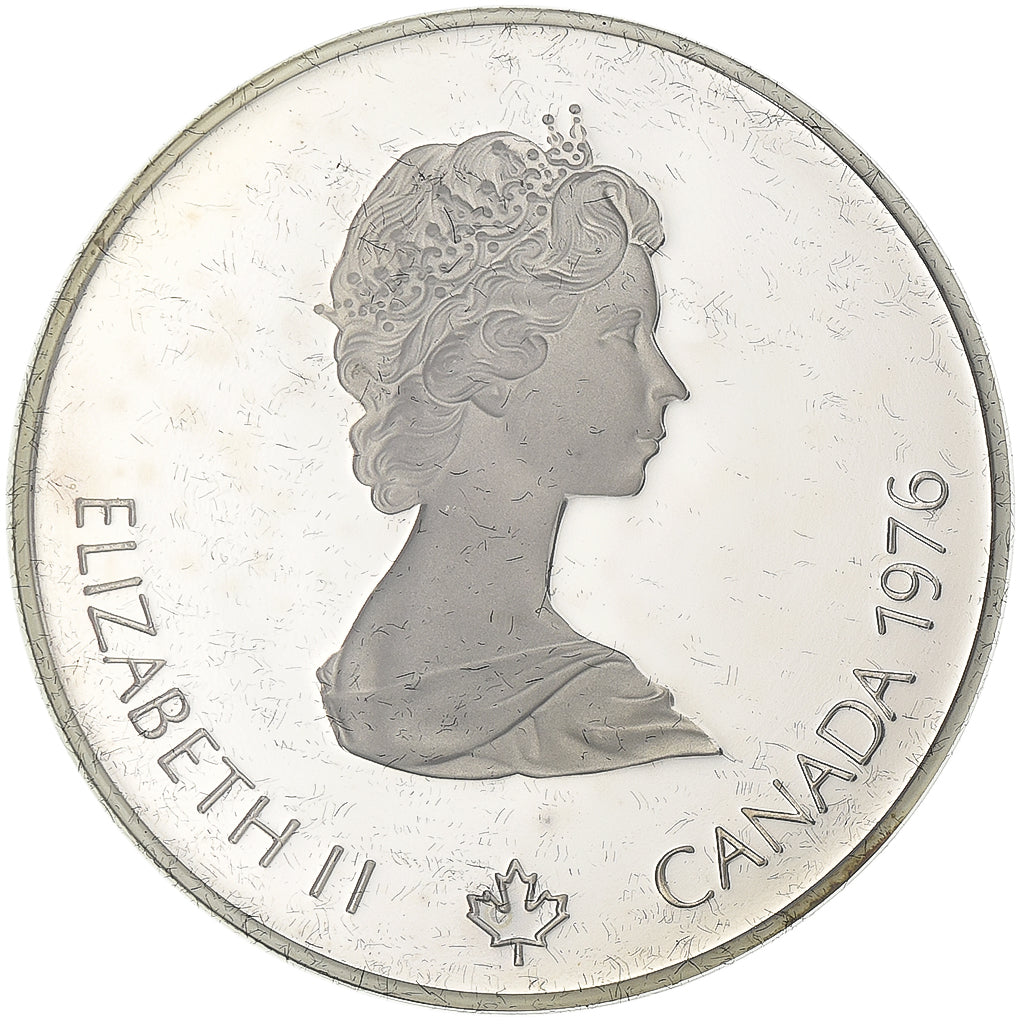 Canada, Elizabeth II, 5 Dollars, Olympic village, 1976, Silver, MS(63), KM:109