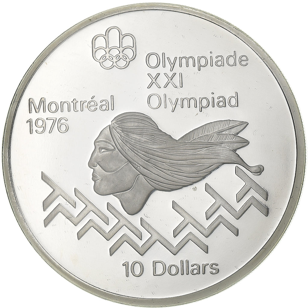 Canada, 10 Dollars, Olympic Games - Hurdles, 1975, Silver, MS(65-70)