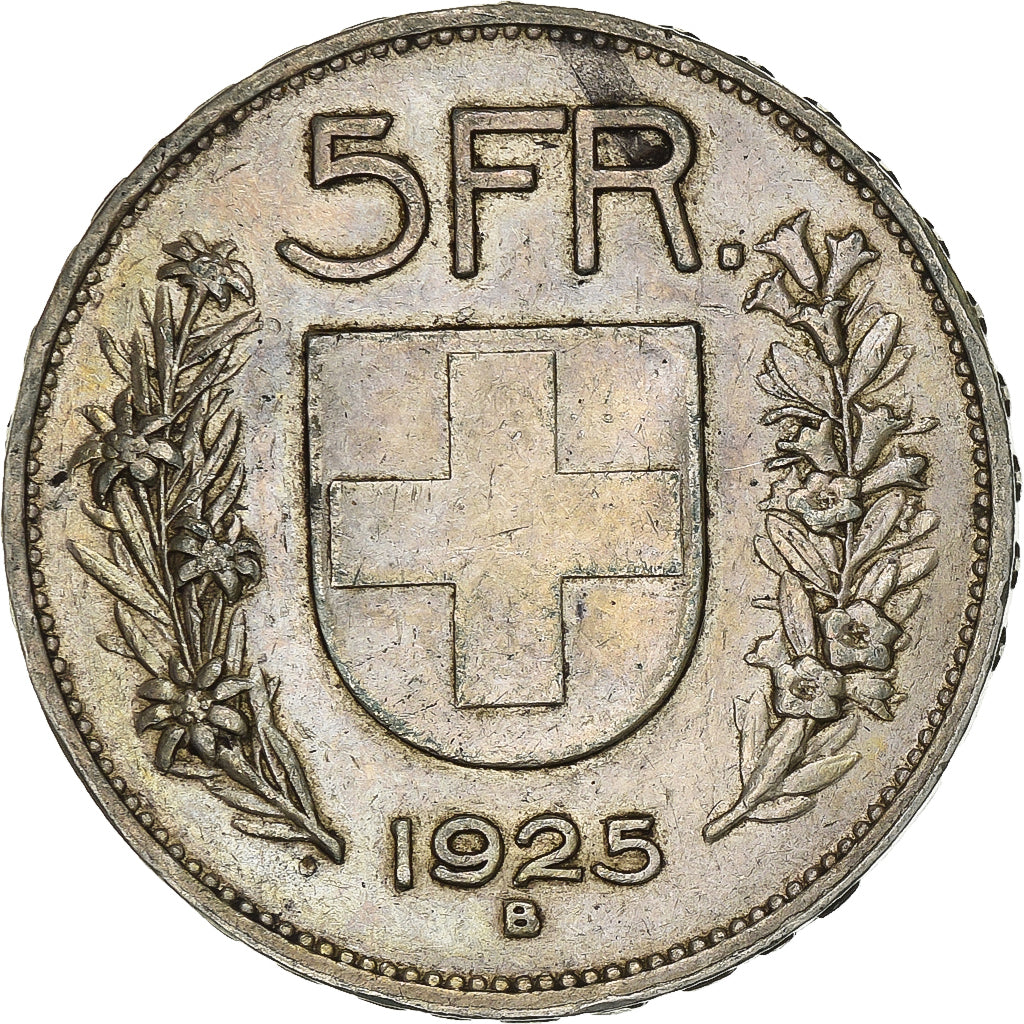 Svizzera, 5 Francs, 1925, Bern, Argento, BB, KM:38