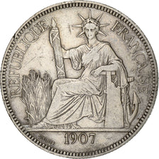 French Indochina, Piastre, 1907, Paris, Silver, VF(30-35), KM:5a.1